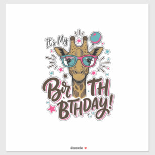 Giraffe-Geburtstags-Shirt mit Vintage-Gravur_1 Aufkleber