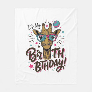 Giraffe-Geburtstags-Shirt mit Vintage-Gravur_1 Fleecedecke
