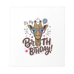 Giraffe-Geburtstags-Shirt mit Vintage-Gravur_1 Notizblock