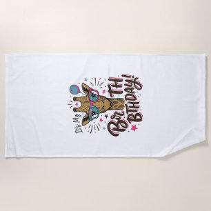 Giraffe-Geburtstags-Shirt mit Vintage-Gravur_1 Strandtuch