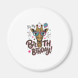 Giraffe Geburtstags Vintage Gravur Party-Shirt_1 Magnet