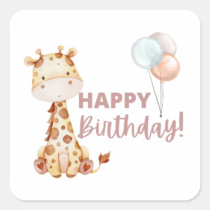 Giraffe Geburtstagskleber Quadratischer Aufkleber