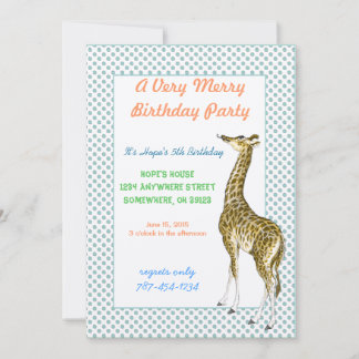 Giraffe Geburtstagsparty Einladung