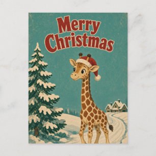 Giraffe Gefrorener Weg Tier Weihnachten Postkarte