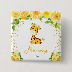 Giraffe Gelbe Florale Mama-wird Button