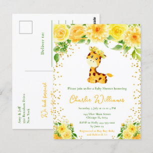 Giraffe Gender Neutral Baby Shower Postkarte