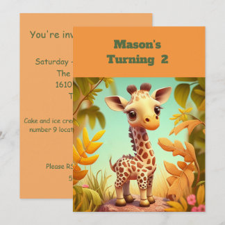 Giraffe Gender Neutral Birthday Party Einladungen