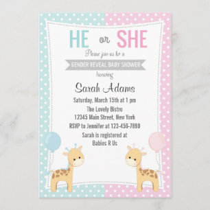 Giraffe Gender Reveal Party Einladung
