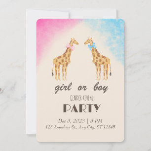 Giraffe Gender Reveal Party Girl or Boy Einladung