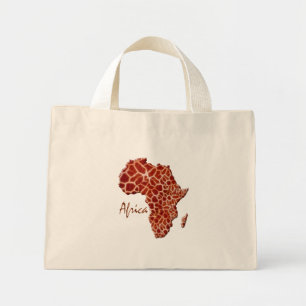 Giraffe Gepunktet Map of Africa Tote Bag Mini Stoffbeutel