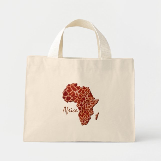 Giraffe Gepunktet Map of Africa Tote Bag Mini Stoffbeutel (Vorne)