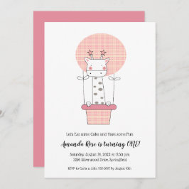 Giraffe Girl Erster Geburtstag Einladung