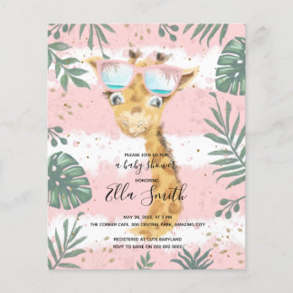 Giraffe Girl Pinky Baby Dusche Einladung