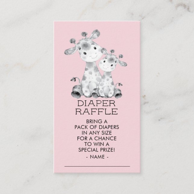 Giraffe Girls Baby Showdiaper Raffle Ticket Begleitkarte (Vorderseite)