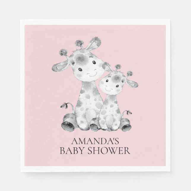 Giraffe Girls Babydusche Papier Napkins Serviette (Vorderseite)