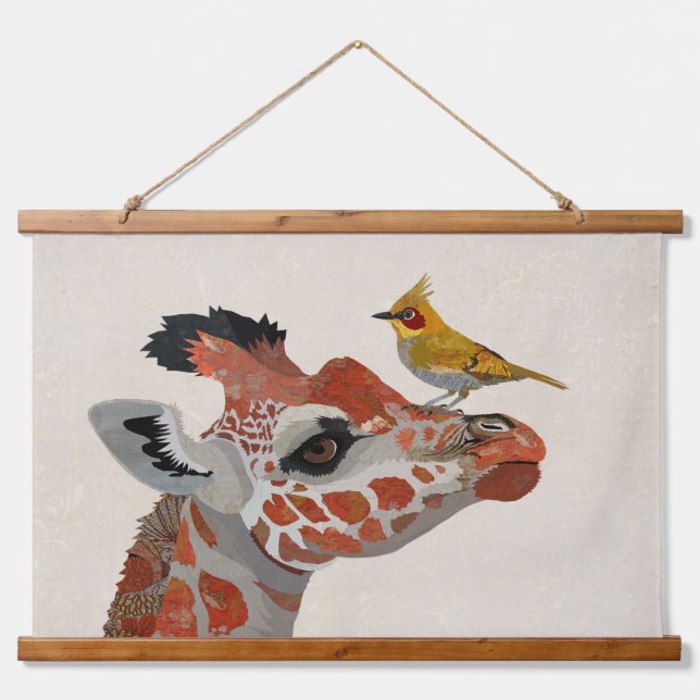 GIRAFFE & GOLDENER VOGEL WANDTEPPICH MIT HOLZRAHMEN (Vorne)
