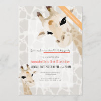 Giraffe Greige Watercolor Kids Virtual Birthday