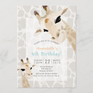 Giraffe Greige Watercolor Kindergeburtstag Einladung