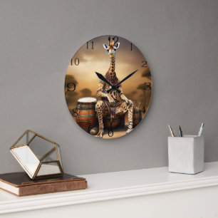 Giraffe Grooves: Eine Bongo-Serenade in der Savann Große Wanduhr