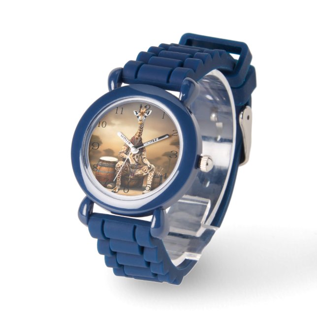 Giraffe Grooves: Eine Bongoserenade in der Savanna Armbanduhr (Winkel)