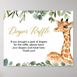 Giraffe Grüne Babydusche-Windeln-Plakette Poster