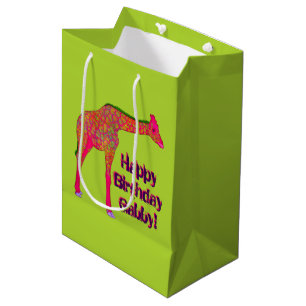 Giraffe, Grünpapier, Geschenktasche, mittel Mittlere Geschenktüte