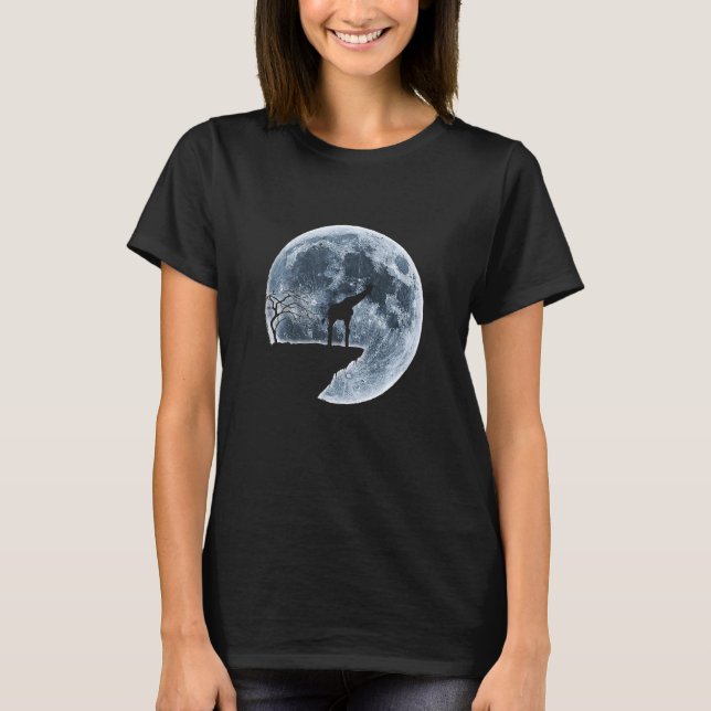Giraffe Halloween Costume Moon Silhouette T-Shirt (Vorderseite)