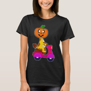 Giraffe Halloween Pumpkin Scooter T-Shirt