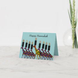 Giraffe Hannukah Menorah Cards Feiertagskarte