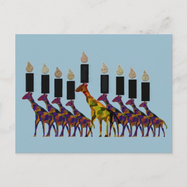 Giraffe Hannukah Menorah Postkarte (Vorderseite)