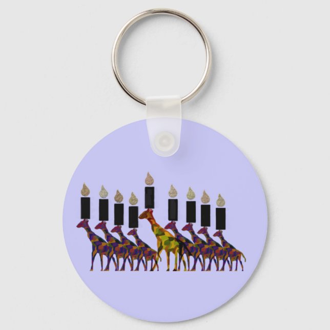 Giraffe Hannukah Menorah Schlüsselanhänger (Vorderseite)