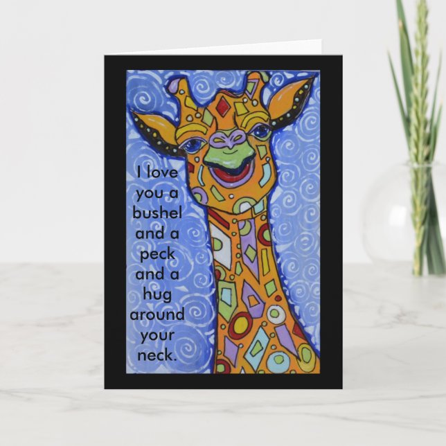 Giraffe Happy I Liebe Sie ein Bushel und ein Peck  Karte (Vorderseite)