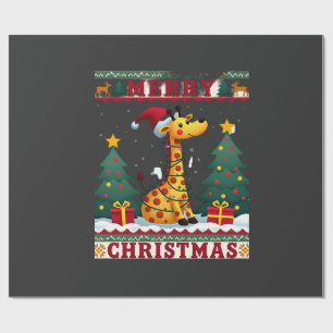 Giraffe hässliche Weihnachtspullover lustige Santa Geschenkpapier