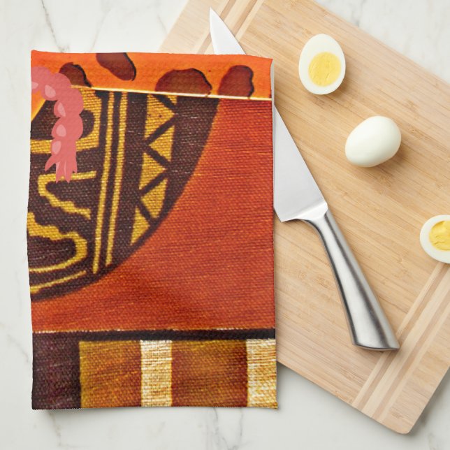 Giraffe Hat Art Print Geschirrtuch (Viertel Falte)