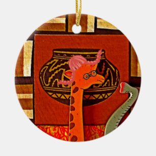 Giraffe Hat Art Print Keramik Ornament