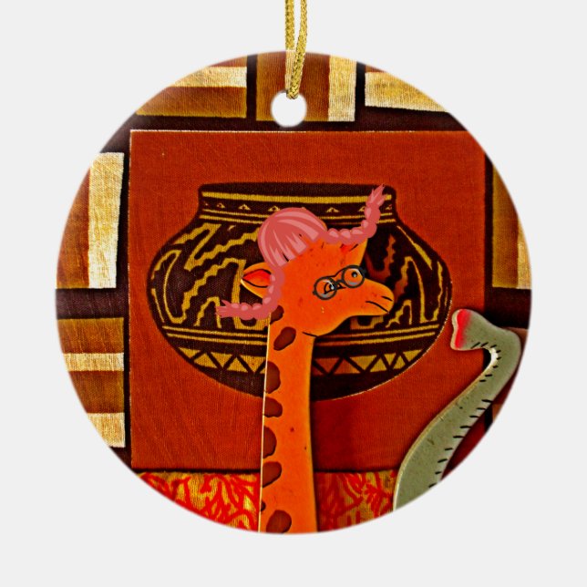 Giraffe Hat Art Print Keramik Ornament (Vorne)