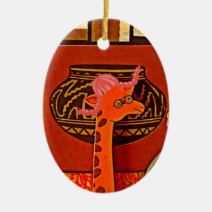 Giraffe Hat Art Print Keramikornament