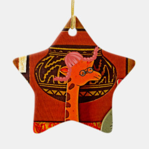 Giraffe Hat Art Print Keramikornament
