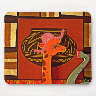 Giraffe Hat Art Print Mousepad