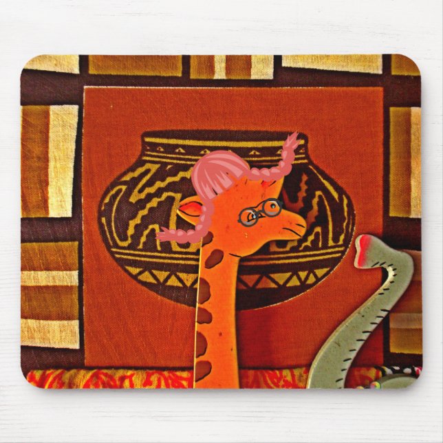 Giraffe Hat Art Print Mousepad (Vorne)