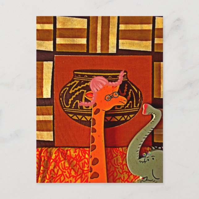 Giraffe Hat Art Print Postkarte (Vorderseite)