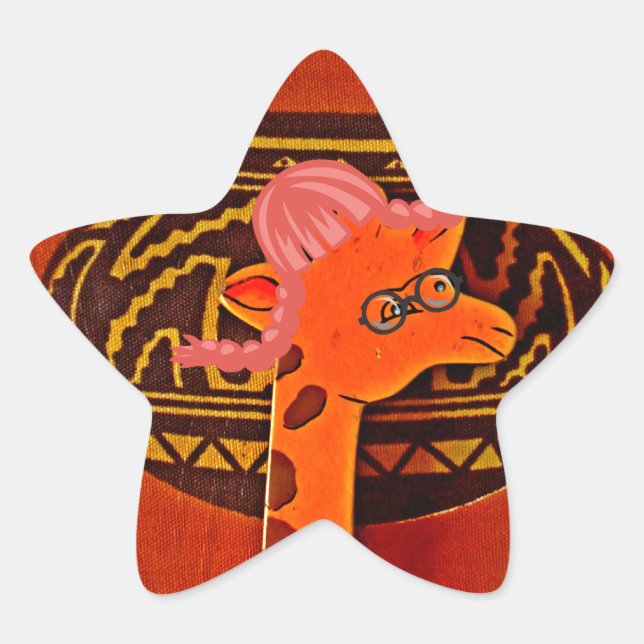 Giraffe Hat Art Print Stern-Aufkleber (Vorderseite)