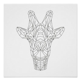 Giraffe Head Geometric Black & White Modern Art Poster