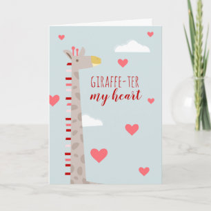 Giraffe Heart Valentine Pun  Karte