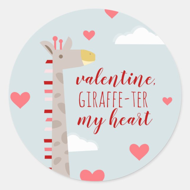 Giraffe Heart Valentine Pun Runder Aufkleber (Vorderseite)