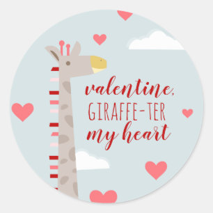 Giraffe Heart Valentine Pun Runder Aufkleber