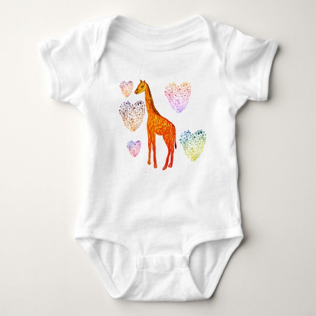 Giraffe Hearts Jersey Bodysuit Baby Strampler (Vorderseite)