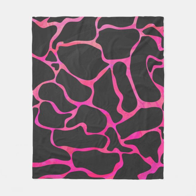 Giraffe Heiß rosa und Schwarz Fleecedecke (Vorderseite)