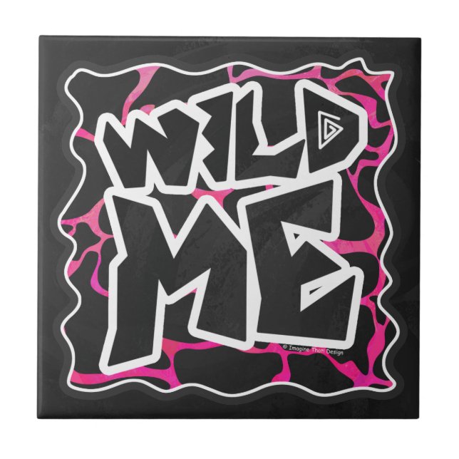 Giraffe Heiß rosa und Schwarz Fliese (Vorderseite)