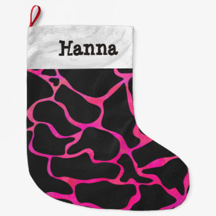 Giraffe Heiß Rosa und Schwarz Großer Weihnachtsstrumpf